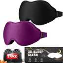 Sleep Masks for Women Men - Blackout Eye Cover for Lash Extension, 3D Contoured Sleep Mask for Side Sleeper, Soft Memory Foam, Sleep Masks for Travel, Airplane, Night(Cloud Black, Cloud Purple) (Cloud Black & Cloud Purple2 Pack))