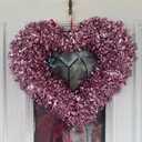 HH 12in Heart Tinsel Wreath Soft Pink Pack of 14