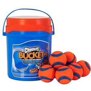 Chuckit! Ultra Ball Dog Toy with Chuckit! Cleaning Bucket, Bouncy Fetch Pet Toys For Dogs 20-60 lbs, Interactive Dog Toys, Durable Rubber, Size Medium, 2.5-inch Diameter, 8-Pack of Balls