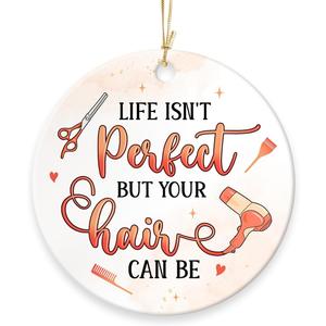2 x Hairdresser Christmas Ornaments 2025 - Hairdresser Gifts for Women, Ceramic Hair Salon Christmas Ornament, Funny Hair Stylist Gift for Barber Cosmetology Salon Owner, Beautician