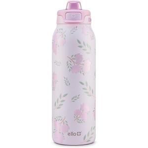 Ello Pop & Fill Stainless Steel Water Bottle with Quick Fill Technology, Double Walled Vacuum Insulated Metal, Leak Proof Locking Lid, Sip & Chug, BPA Free, Holiday Gift for Him Her, 22oz, 32oz, 40oz (Blossom Bliss)