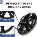 17 Inch Black Wheel Skins Compatible with 2010-2017 Chevrolet Equinox, Fits OEM 17" Factory 5 Double-Spoke Alloy Wheels #23406147, OEM Style Snap-On Wheel Covers 4-Pack