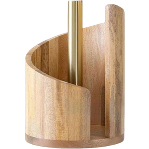 Mountain Paper Towel Holder Countertop with Mango-Wood Round Base and Iron Holders, Wooden Paper Towel Holder, Effortless One-Hand Tearing, Holds Jumbos and Mega-Rolls for Living Room, Kitchen