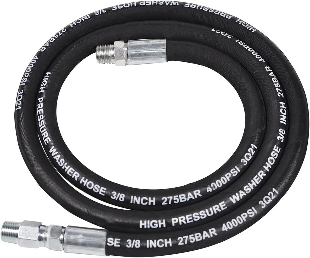 YAMATIC Pressure Washer Whip Hose with Swivel Steel Connector, 3/8" Jumper Hoses 5FT For Hose Reel and Power Washer, 4000 PSI