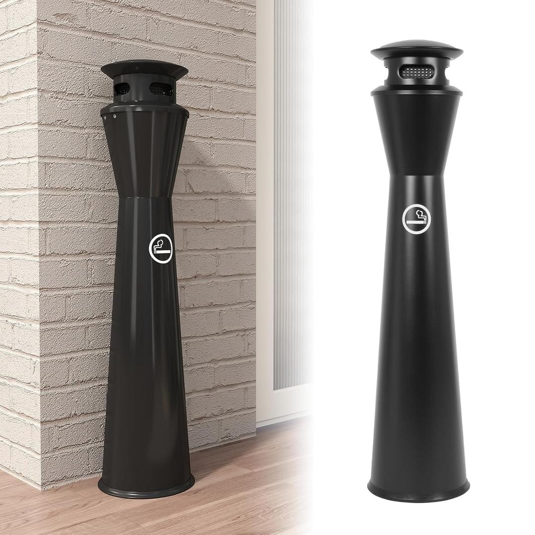 lukar Butt Receptacle Outdoor, Commercial Trash Can, All-Metal Construction, Removable Inner Bucket wirh Handles for Easy to Clean, Indoor/Outdoor Use, Black