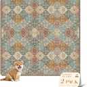 nunubaby 2PACK Washable Pee Pads for Dogs, Stylish, Non-Slip and Leak-Proof Pee Pads. Reusable Potty Pads for Dogs for Crates and Floors.(Cream/Multi, 72" x72" )