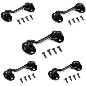 Privacy Hook and Eye Latch Easy Lock for Barn Door, Black (3 INCH-5PCS)