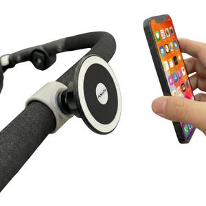 Maxby Stroller Phone Holder, MagSafe Compatible Magnetic Phone Mount for Stroller Handlebar, Snap On Clamp Installs in Seconds, 360 Rotation, Fast Attach & Detach