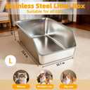 Stainless Steel Cat Litter Box with High Sides,Jumbo XL Extra Large Metal Kitty Litter Pan,Low Entry Cat Box for Indoor Kittens & Big Cats,Non Sticky,Non-Slip Bottom,Easy to Clean (L)