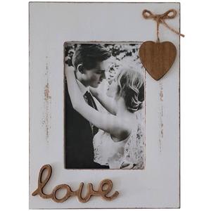 4x6 Wood Picture Frames White for Love with Heart-Table Top and Wall Mounting Photo Frames Distressed for Wedding
