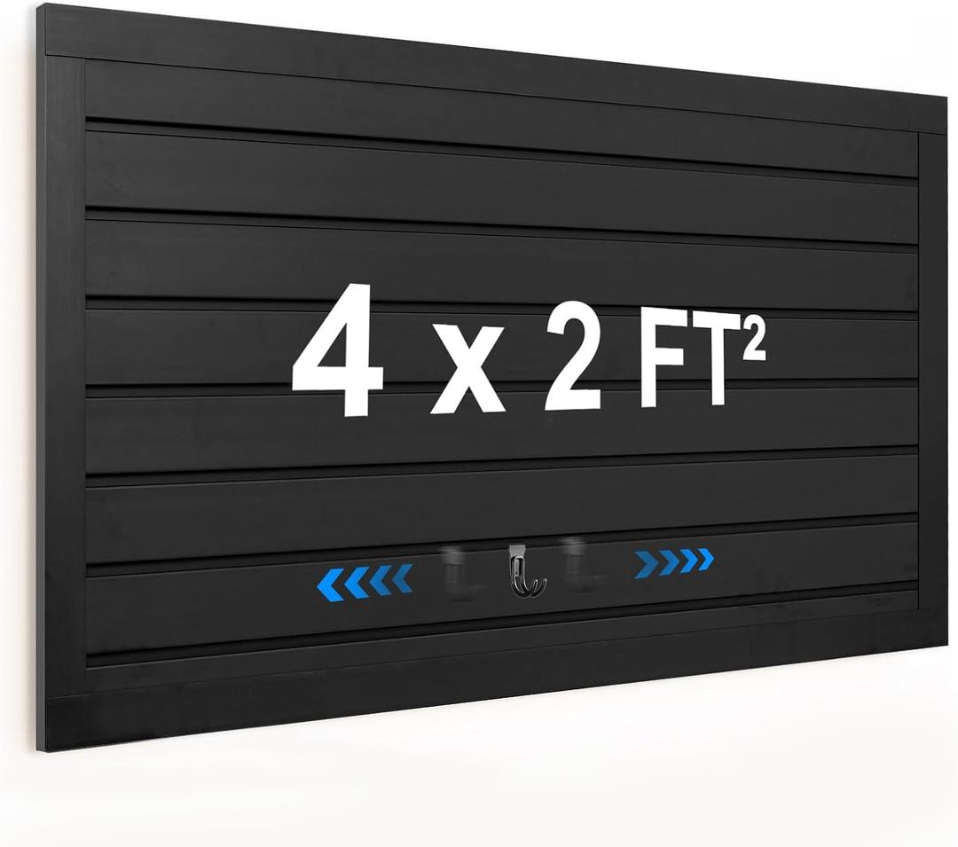 [4x2 Ft] PVC Slat Wall Paneling, Adjustable Slatwall Panels with Coupling Structure, Slatted Wall Panel System with Customizable Storage Options, DIY Cutting & Easy-to-Install Slatwall Board Shelves
