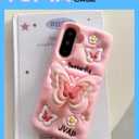 Cute 3D Butterfly Pop-Up Stand and Grip Phone Case for Samsung Galaxy S24 Plus, Kawaii Cartoon Soft Silicone Phone Cover, Adorable Girly Design for Girls, Kids, Teens, and Women