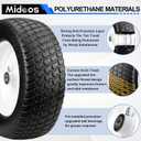 2 Pack 15x6.00-6 Flat Free Tire and Wheel, Solid Lawn Mower Tires 15x6.00-6, 15x6.00-6 Solid Tires （White Rim)