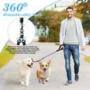 Dog Double Leashes,Rope Bungee Three Leash with Padded Handle Removable for 3 Dogs,Tangle-Free, Padded Handles, 360 Swivel Control (Black, 3 Way)