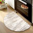 KIMODE Kitchen Mats for Floor Anti Fatigue, 18"x28" Half Round Cushioned Kitchen Floor Mat, Ergonomic Waterproof Standing Mat, Boho Kitchen Rug Non Skid for Sink Laundry Office Desk Light Brown