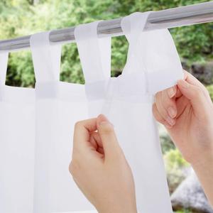 NICETOWN 2 Panels White Sheer Outdoor Curtains for Patio Waterproof, Detachable Sticky Tab Top Elegant Sheer Drapes Easy Hanging for Porch/Party, W54 x L84, White