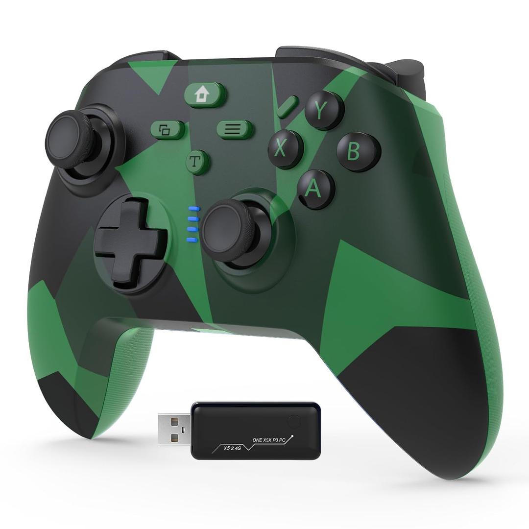BETMI for Wireless Xbox Controller with Macro Programmable/Turbo/Remappable/Dual Vibration/with Adapter, 2.4GHz Gamepad Compatible with Xbox One, Xbox Series X/S, PC (Green)
