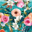 HAOKHOME Floral Peel and Stick Wallpaper Teal Green/Pink Removable Textured for Bedroom Nursery Decorations 17.7in x 6.5ft