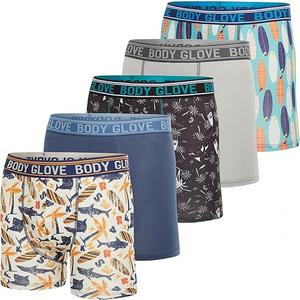 Body Glove Boys Boxer Briefs Pack of 4, 5 or 6 Comfortable and Durable Underwear (Small, 4pk Blues Prints & Solids)