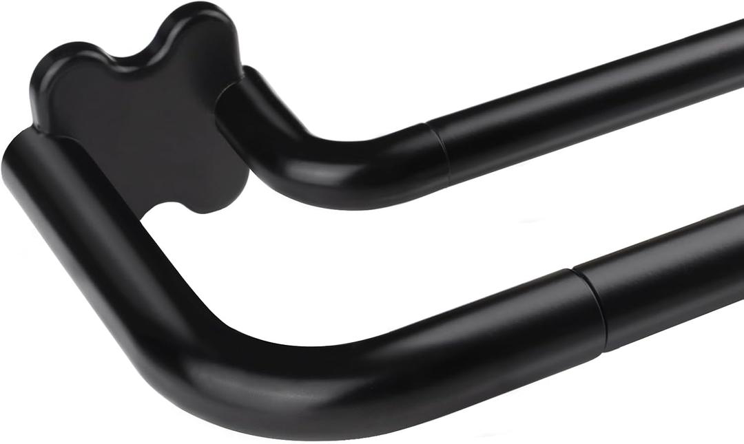 Black Double Curtain Rods, USFOOK Blackout Wrap Around Curtain Rods for Windows 48 to 84 Inch, 6/8 Inch Room Darkening Curtain Rod 32 to 86 Inch (48-84", Black)