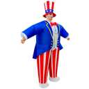 Arokibui Inflatable Independence Day Costume Blow up American Flag Costumes Uncle Sam Patriotic Parade Suit Celebration Festival Halloween Suit