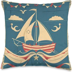 Nautical Retro Vintage Design Throw Pillow (16x16)