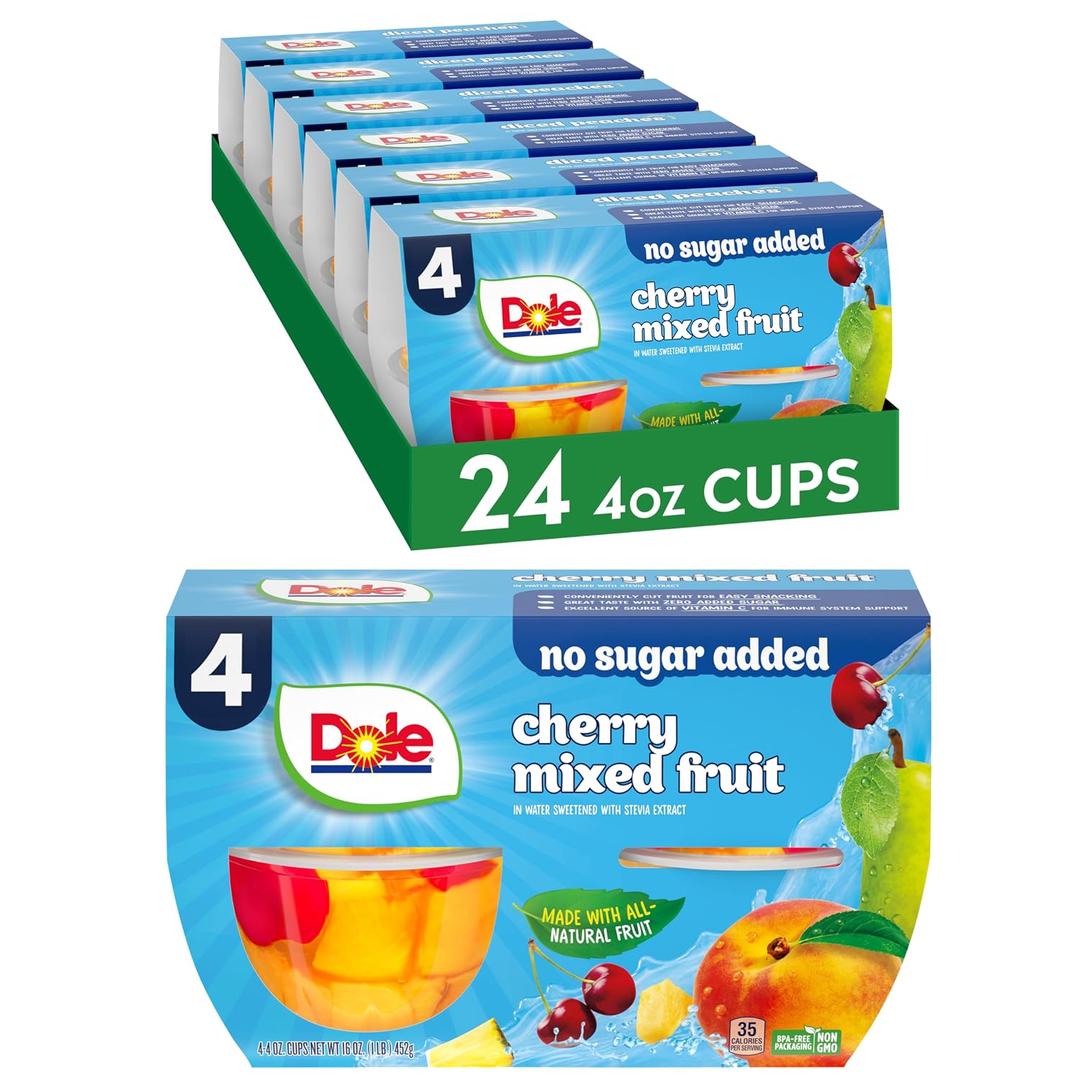 Dole Fruit Bowls Cherry Mixed Fruit, 4oz, 24 Cups