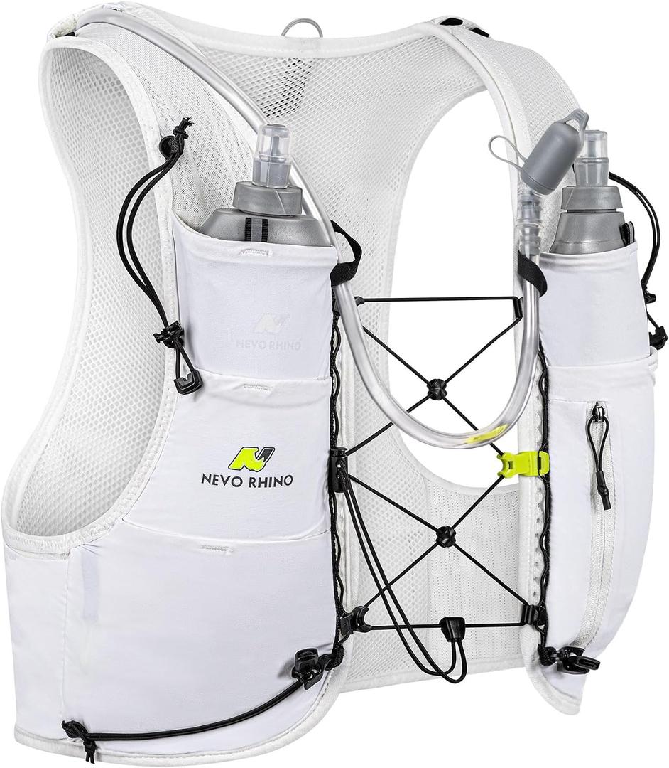 N NEVO RHINO Running Hydration Vest with 1.5L Water Bladder & Dual 500ml Soft Flask for Men Women,Adjustable Lightweight 5L Water Backpack for Hiking Trail Running Marathon Cycling