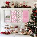 LUKIPOM309 Pink Chinoiserie Christmas Tree Kitchen Towels Set of 4, Coquette Pink Bow Grandmillennial Xmas Dish Tea Towels for Kitchen, Preppy Girly Christmas Hand Towel for Bathroom, 16x24 Inch