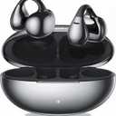 M31 Open Ear Earbuds Wireless Clip On Headphones, Lightweight 5g Fit Omni Tap Control Powerful Sound 68H Play Bluetooth 5.4 Dual Device Sync AI Clear Calls IPX5 Waterproof for Small Ears Sports Work (Black)