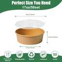 PakTalk 50 Pack Disposable Salad Bowls with Lids, 17oz Round Microwave-Safe Meal Prep Containers for Food Storage, BPA-Free Leakproof Heavy Duty Paper Bowls, Perfect for Parties, Picnics, Takeout