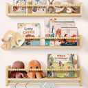 Nursery Book Shelves for Wall 24inch Set of 3, Natural Wood Bookshelf Wall Decor, Floating Shelf Organizer for Kids Room, Bedroom, Kitchen Spice Rack