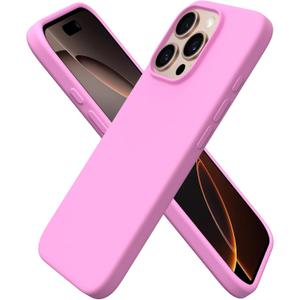 ORNARTO Compatible with iPhone 16 Pro Case 6.3", Slim Liquid Silicone 3 Layers Soft Gel Rubber Shockproof Protective Case with Anti-Scratch Microfiber Lining-Cherry Blossom