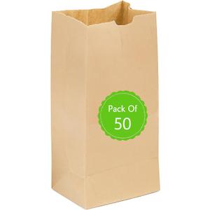 Perfect Stix 4lb Brown Paper Lunch Bags - Pack of 50ct, Disposable, Fold Top Closure