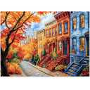 500 Pieces Jigsaw Puzzles for Adults, Beautiful Fall Street Puzzle for Adults Elderly, Recycled Paper Autumn Puzzle 500 Pieces, Glossy, Sturdy Pieces Challenging Family Game (20.5x15in)