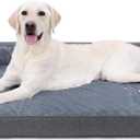 KSIIA Washable Dog Bed XL Senior Dog, Orthopedic Warm Soft Pet Sofa Waterproof Pet Couch with Sides, Non-Slip and Egg-Crate Foam Extra Large Beds with Removable Cover, 41x27Inch, Dark Grey