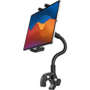 Tablet Holder for Wheelchair/Stroller/Spin Bike/Treadmill/Mic Stand/Boat/Handlebar Clamp, 360 Gooseneck Mount with Adjustable Arm for 4-13" iPad Pro Air Mini, Phone, Galaxy Z Fold, Fire HD