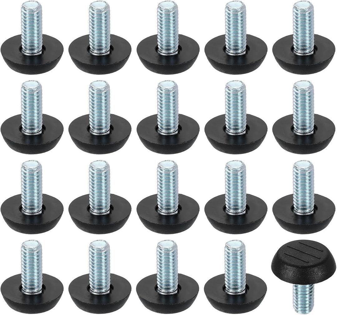 uxcell 20Pcs 5/16" Thread Furniture Feet Levelers, 23x19mm Adjustable Leveling Table Feet, Screw on Furniture Glide Leveling for Chair Stool Legs, Black