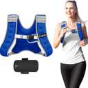 Fragraim Weighted Vest for Women Men - 8lb/10lb/12lb/16lb/22lb/25lb/30lb Weight Vest with Reflective Stripe, Detachable Phone Pouch, Ideal for Walking, Strength Training, Running, Workout, Cardio (Blue)