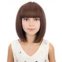Kids Short Brown Bob Wig Child Girls Chocolate Brown Bob wig with Bangs Cosplay Party Synthetic Wig Rose Net Daily Wear Wig