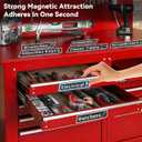 12 Pack Magnetic Toolbox Labels with Tool Icons - Upgraded Strong Magnets, Reusable No Glue Drawer Tags for Garage Workshop Organization(Black)