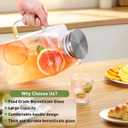1 Gallon Thickened Glass Pitcher with Lid and Spout, Square Borosilicate Glass Carafe with Handle for Fridge, Extra Large Water Jug for Hot/Cold Drink, Iced Tea, Coffee, Juice, BeverageSilver