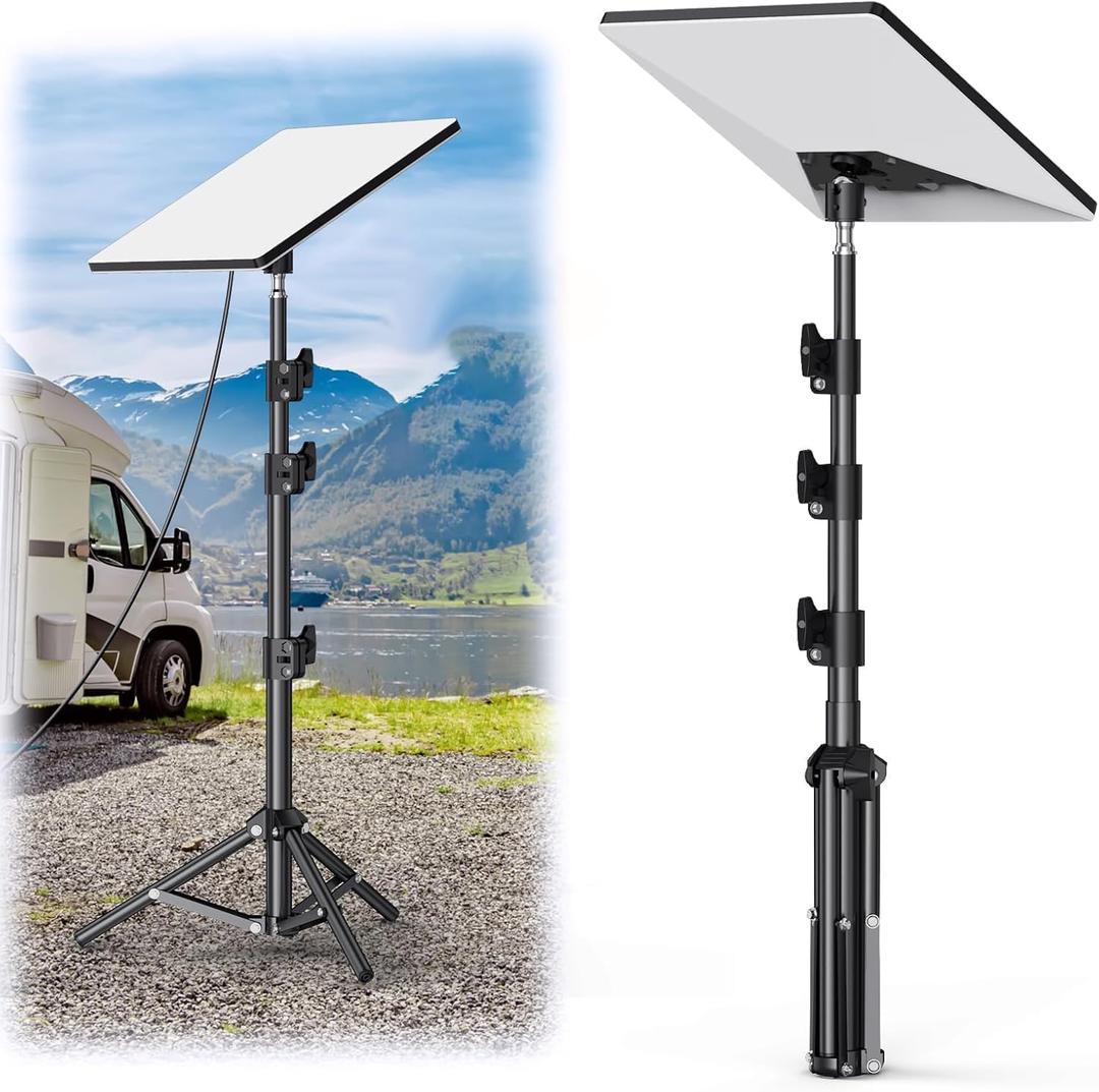 Starlink Mini Tripod Mount with Plate Connector and 1/4" Threaded Pipe Adapter for Easy Mounting, Adjustable Height and Tile, Starlink Pole Mounting Kit for Gen 4 Dish