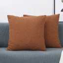 TangDepot Pack of 2 Luxury Faux Shearling Fluffy Throw Pillow Covers, Square Pillow Covers, Indoor/Outdoor Pillowcases - (18"x18" 2 Pieces, A16 Light Brown)