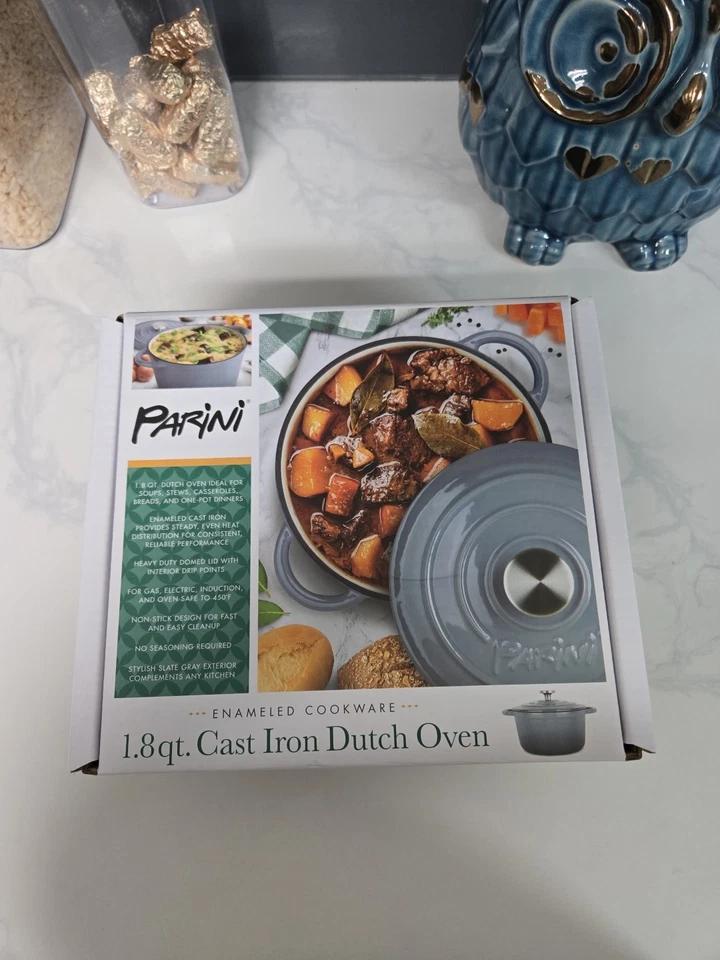 Parini Cast Iron 1.8qt Dutch Oven Enameled Cookware Non-Stick Durable NEW