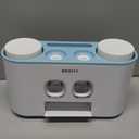 Toothbrush Holder Wall Mounted, WEKITY Multi-Functional Toothbrush and Toothpaste Dispenser for Bathroom, with 5 Toothbrush Slots, 2 Toothpaste Squeezers and 4 Cups(Blue)