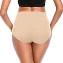 ASIMOON Tummy Control High Waisted Underwear for Women Cotton Plus Size Full Coverage Panties Ladies Briefs (Beige, M)