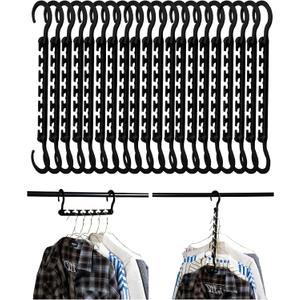 Mr. Pen- Space Saving Hangers for Clothes, 20 pcs, Black, Plastic Multi Clothes Hangers Space Saving, 6 Slots, 360 Rotating Hooks (10.6 inches (W) x 4.5 inches (H))