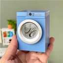 Mini Washing Machine Model - Real Rotating Drum Design, 1:12 Dollhouse Miniature Washing Machine Furniture Appliance Model Dollhouse Decoration Accessories (Blue)