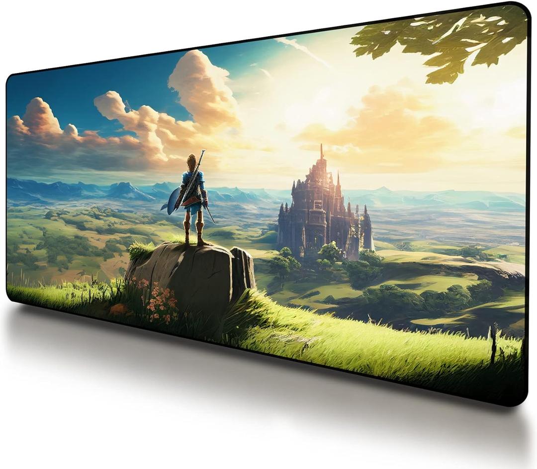 VNDL Gaming Mouse Pad XXL Extra Large Extended Non Slip - Anime Gaming Mouse Mat, Green, Black, Microfiber Cloth, Rubber, 31.5 x 15.7 in